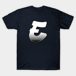 Letter E - White / Grey fade T-Shirt